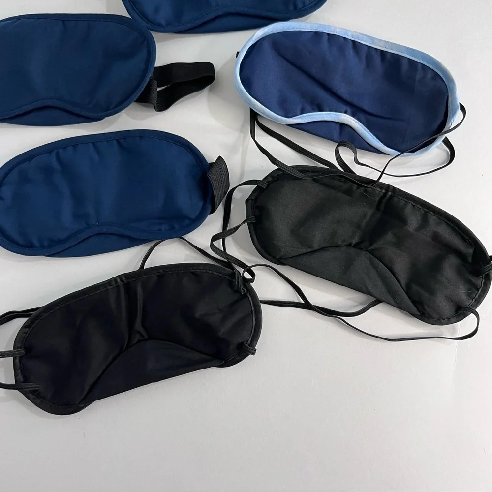 Cotton Sleep Blackout Eye Masks Set of 6 Navy & Black